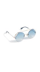 Fendi Cut Out Round Aviator Sunglasses