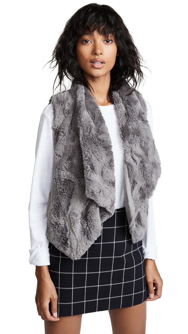 Bb Dakota Jack Big Softy Faux Fur Drape Front Vest