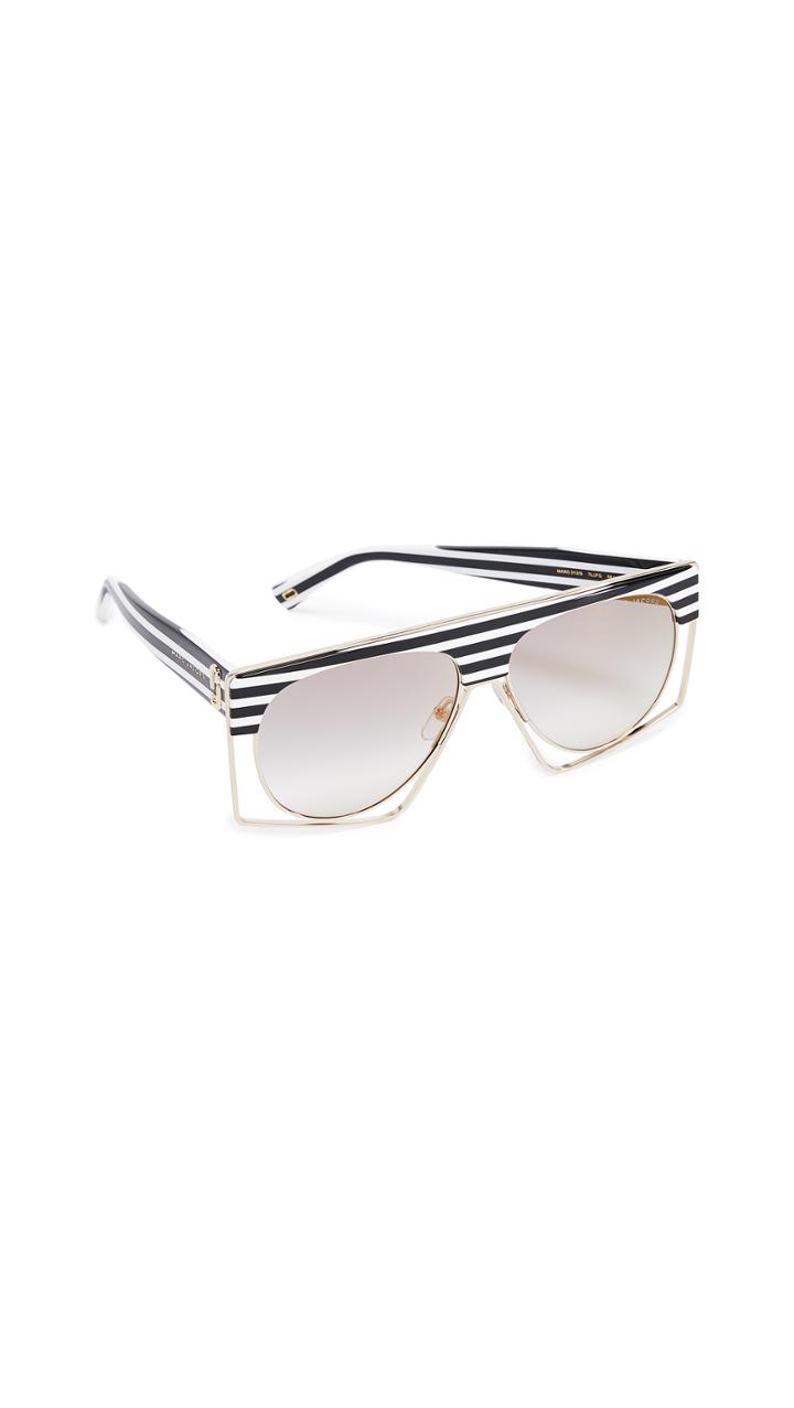 Marc Jacobs Black White Striped Shield Sunglasses