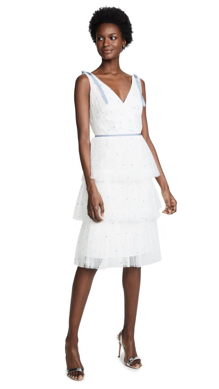 Marchesa Notte Sleeveless Embroidered Cocktail Dress