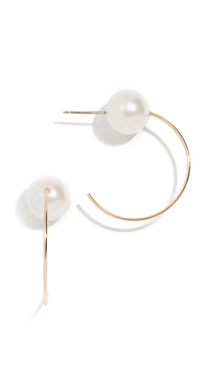 Rebecca Minkoff Sophia Pearl Topped Small Hoop Earrings