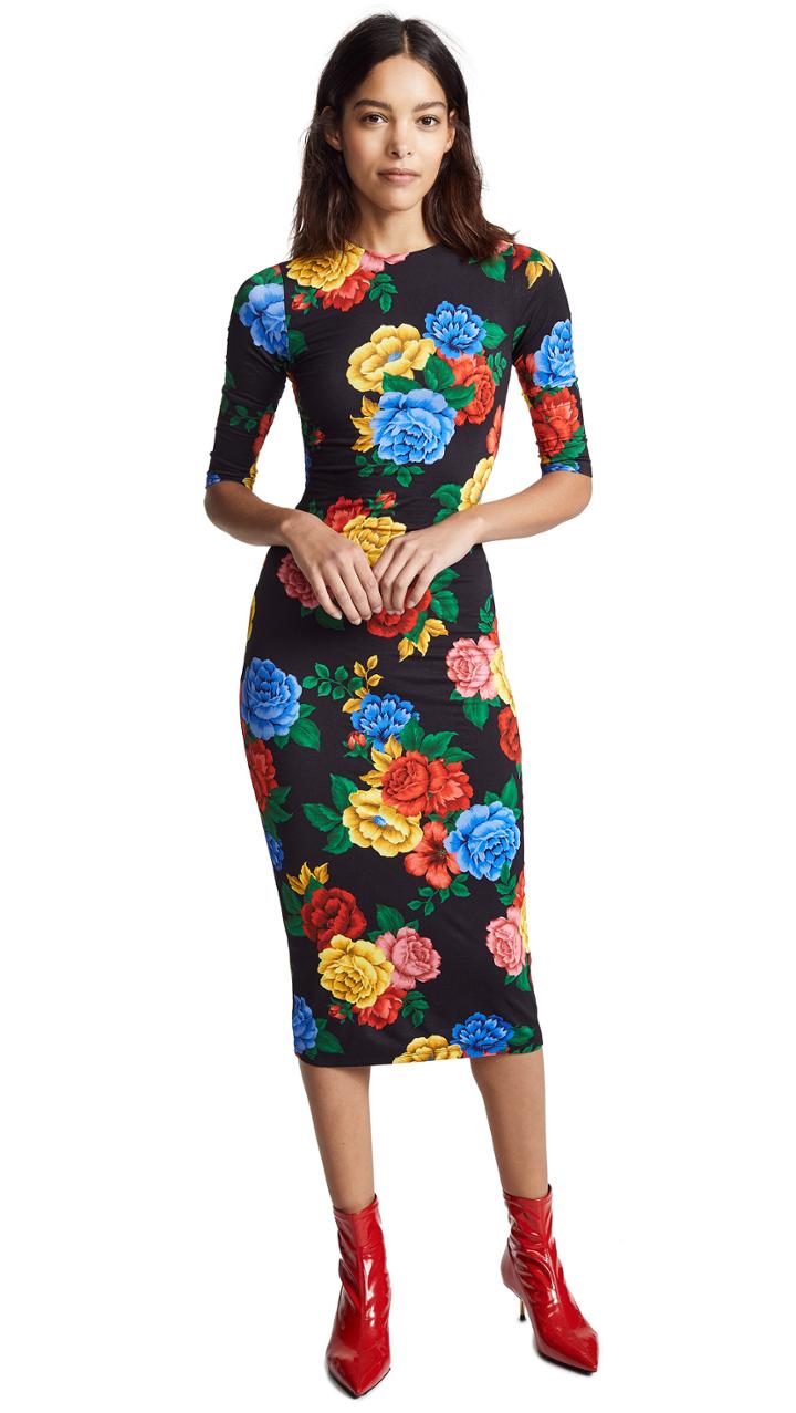 Alice Olivia Delora Fitted Crew Neck Dress