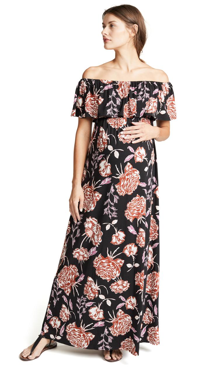 Ingrid Isabel Off Shoulder Maternity Maxi Dress