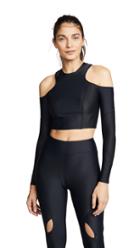 Cushnie Et Ochs Racer Cut Long Sleeve Crop Top