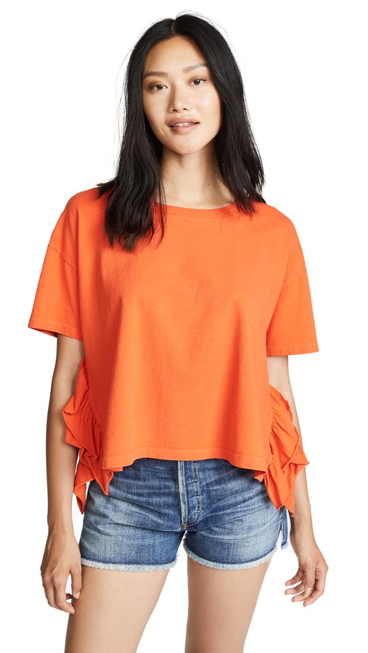 Current Elliott The Side Slit Ruffle Tee