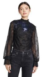 Costarellos Mesh Lace Top