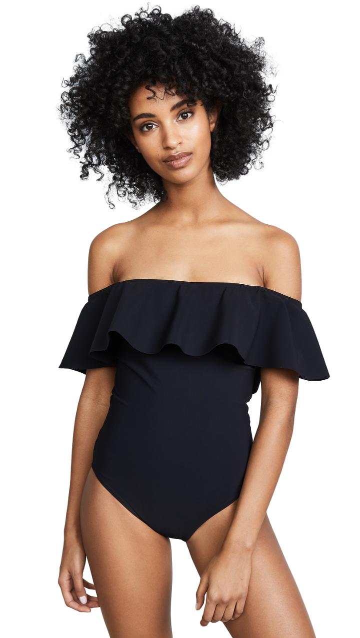 Karla Colletto Off Shoulder Flounce Swimsuit