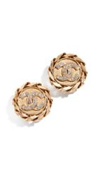What Goes Around Comes Around Chanel Gold Crystal Chain Border Earrings