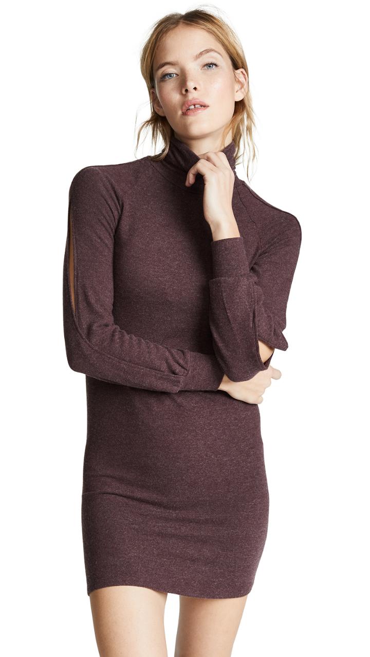 Enza Costa Split Sleeve Funnel Neck Mini Dress