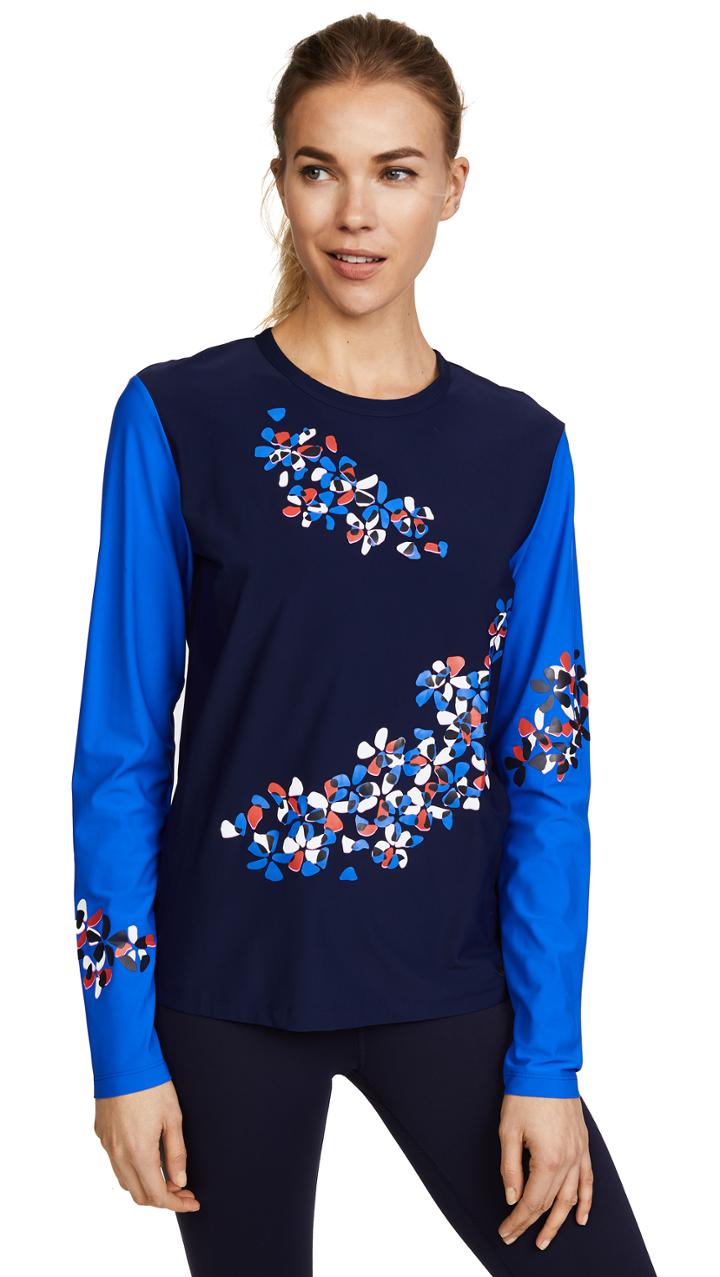 Tory Sport Reflective Print Long Sleeve Top