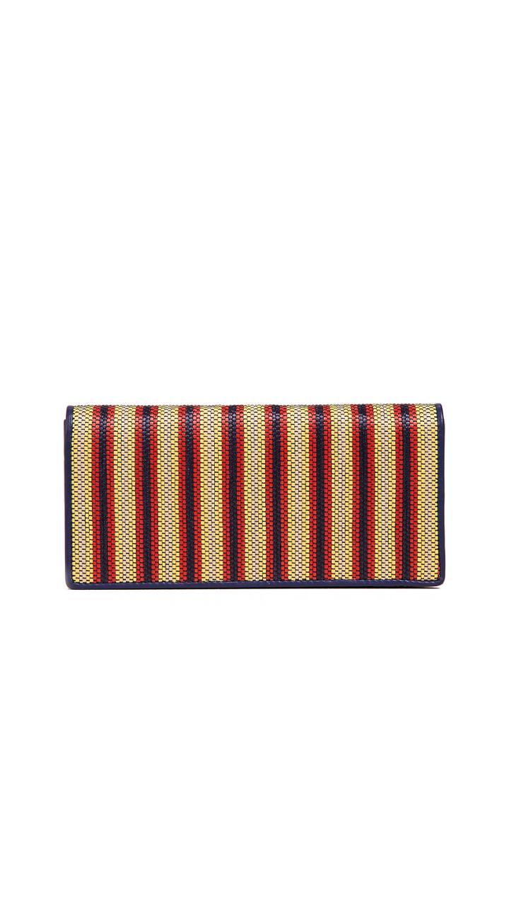 Diane Von Furstenberg Flap Continental Raffia Wallet