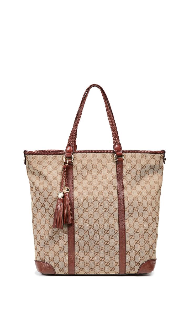 What Goes Around Comes Around Gucci Burgundy Canvas Marrakech Tote