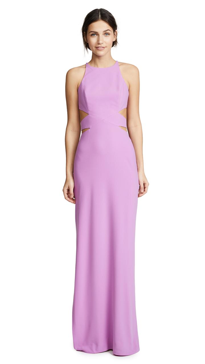 Halston Heritage High Neck Tie Back Gown
