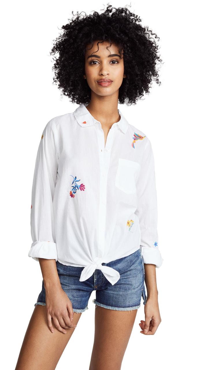 Sundry Ditzy Floral Tie Front Shirt