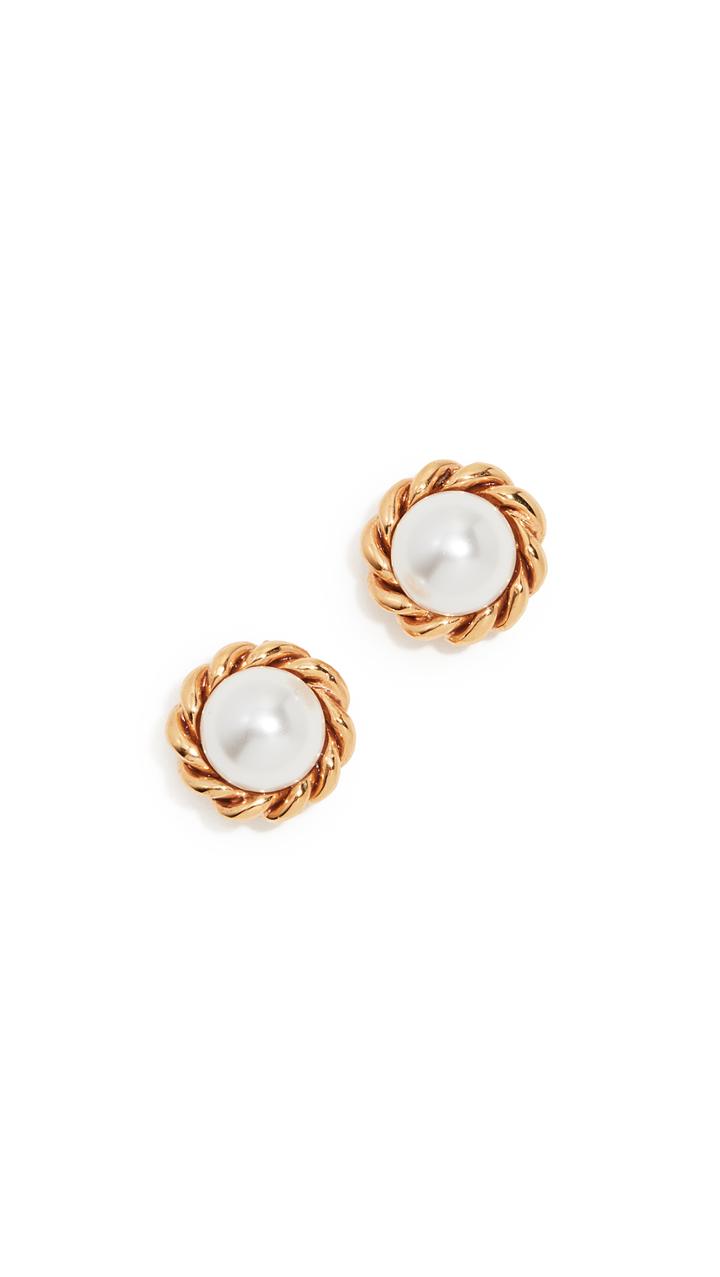 Oscar De La Renta Rope Button P Earrings