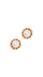 Oscar De La Renta Rope Button P Earrings