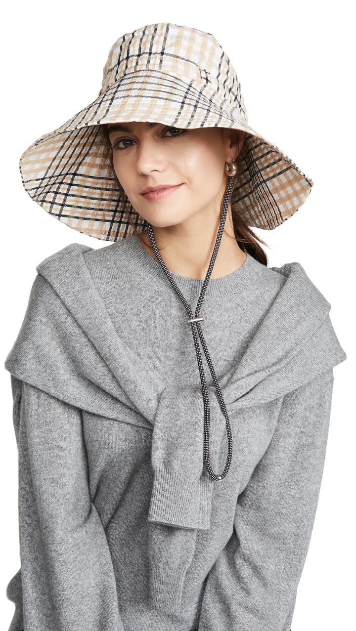 Ganni Seersucker Bucket Hat