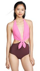 Karla Colletto Grace Low Back Plunge With Ties One Piece