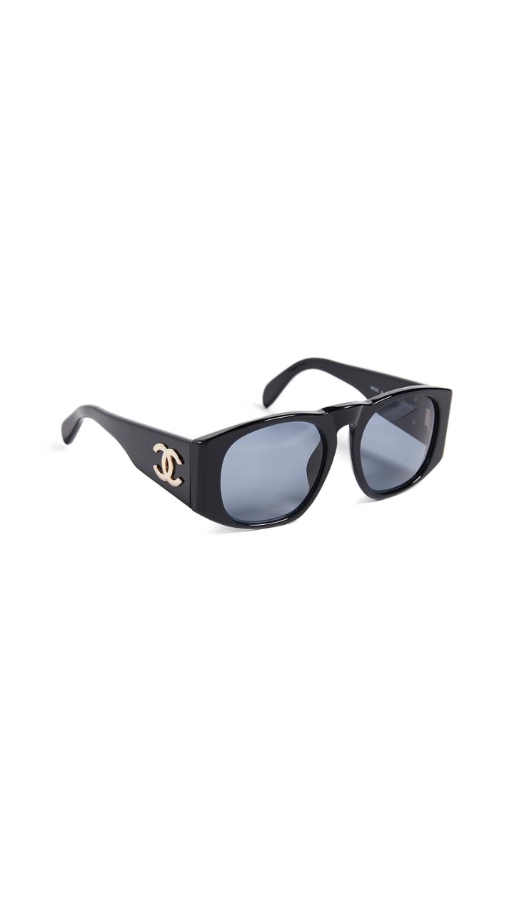 What Goes Around Comes Around Chanel Solid Wide Frame Sunglasses