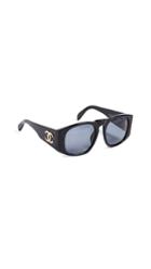 What Goes Around Comes Around Chanel Solid Wide Frame Sunglasses