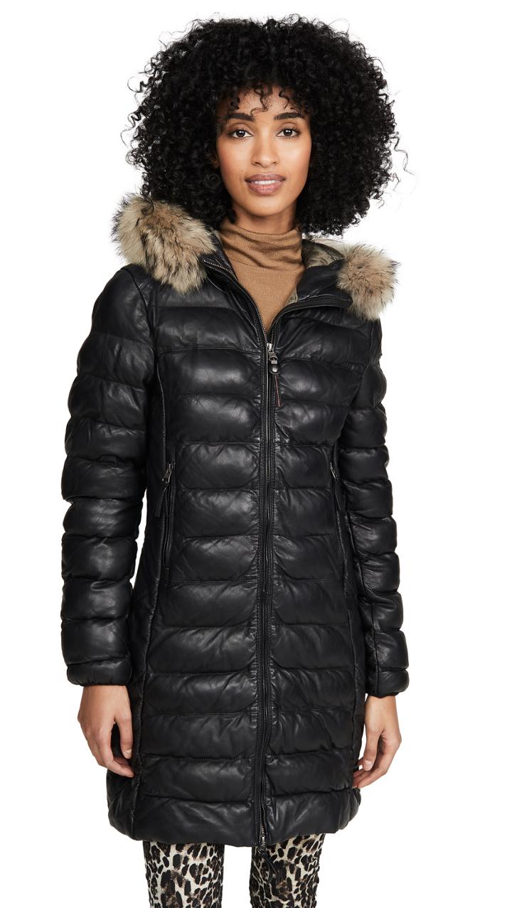 Parajumpers Demi Leather Puffer Jacket
