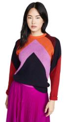 Victoria Victoria Beckham Intarsia Chevron Crew Neck Sweater