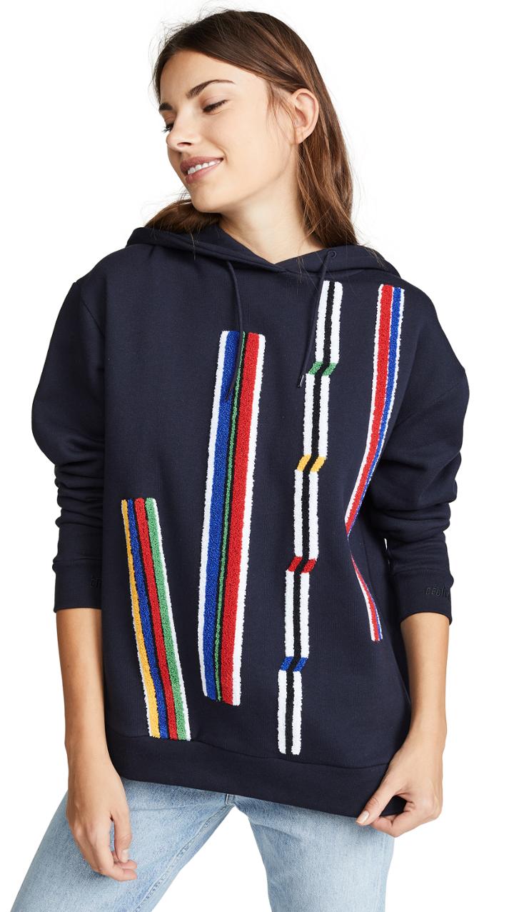 Etre Cecile Chenille Stripes Oversized Hoodie
