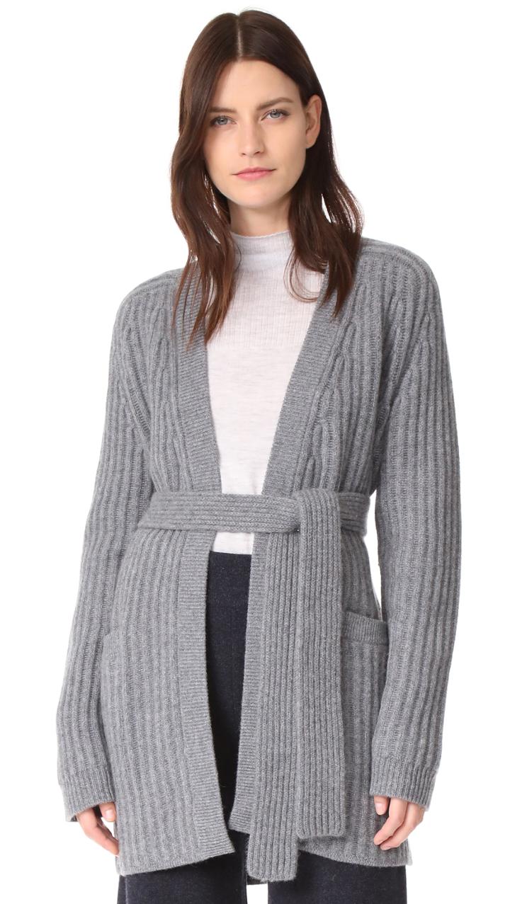Le Kasha Ribbed Tie Waist Cashmere Cardigan