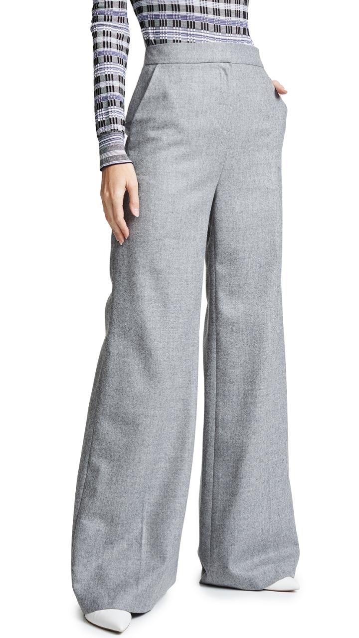 Pushbutton High Waisted Wide Leg Pants