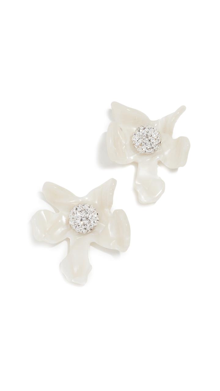 Lele Sadoughi Crystal Lily Button Earrings