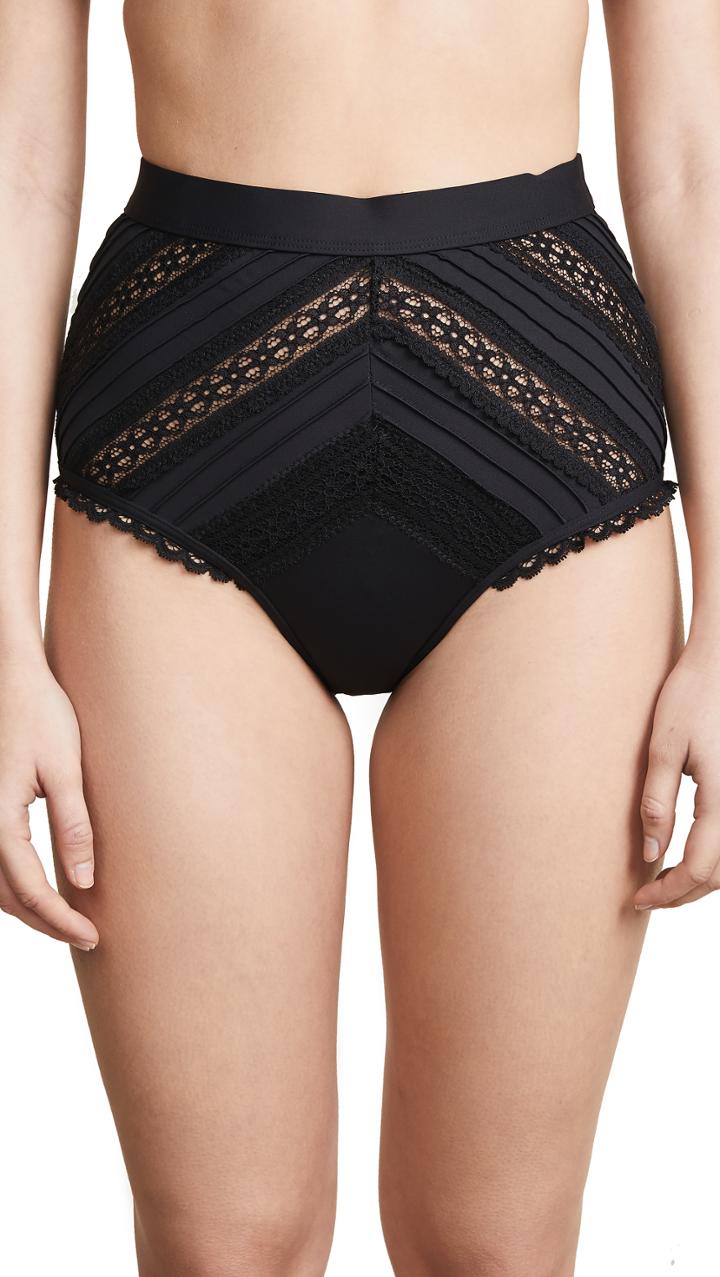 Zimmermann Heathers Pintuck Lace High Bikini Bottoms