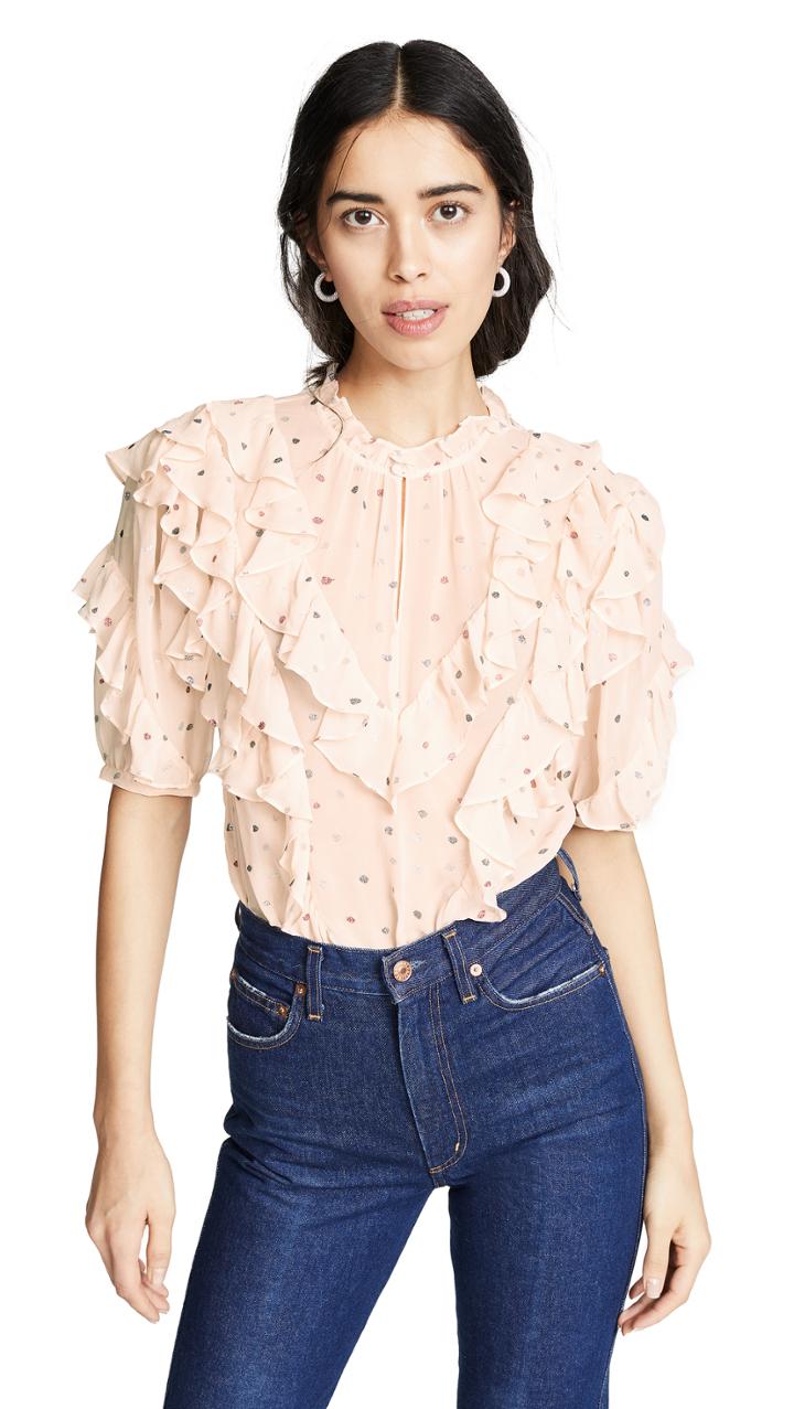 Rebecca Taylor Short Sleeve Glitter Top