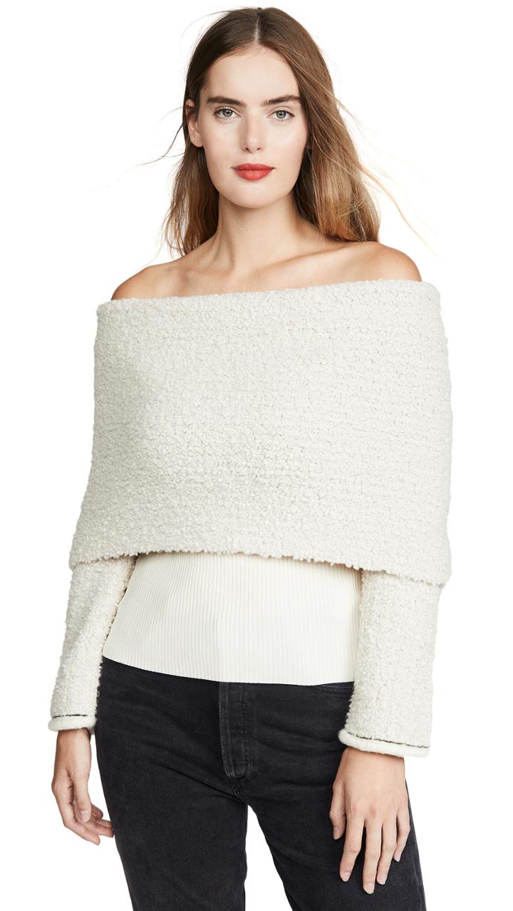 3 1 Phillip Lim Off Shoulder Boucle Pullover