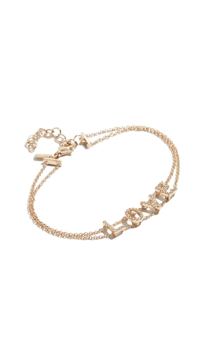 Ef Collection 14k Diamond Love Initial Bracelet