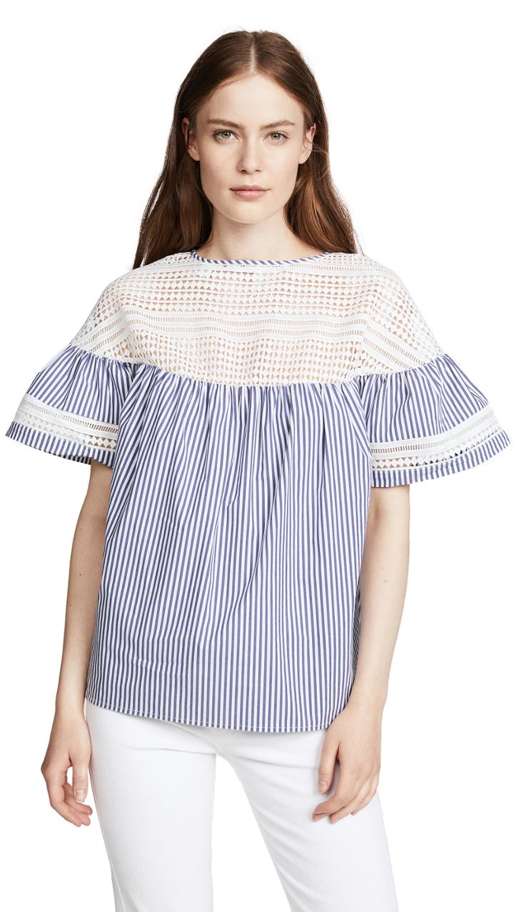 Scotch Soda Maison Scotch Short Sleeve Striped Blouse