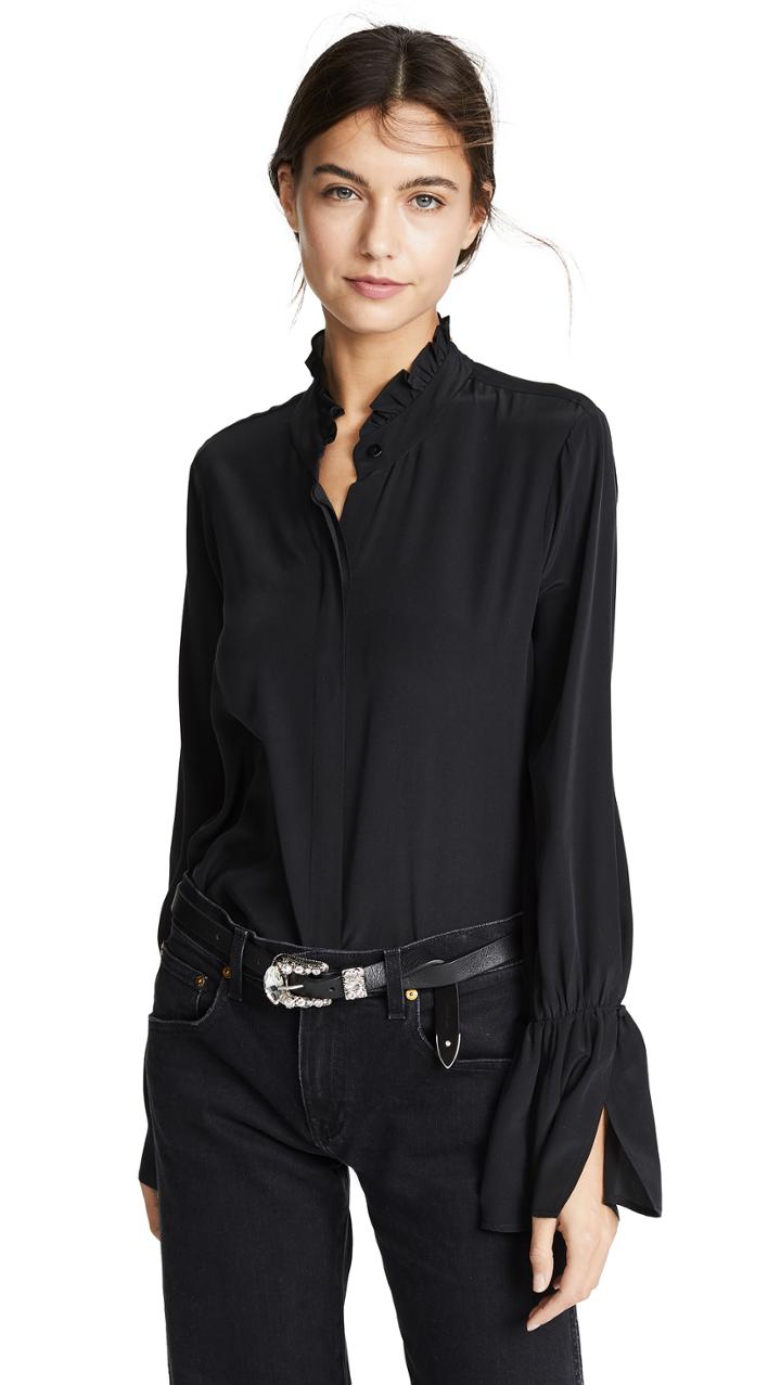 L Agence Leyla Ruffle Collar Blouse