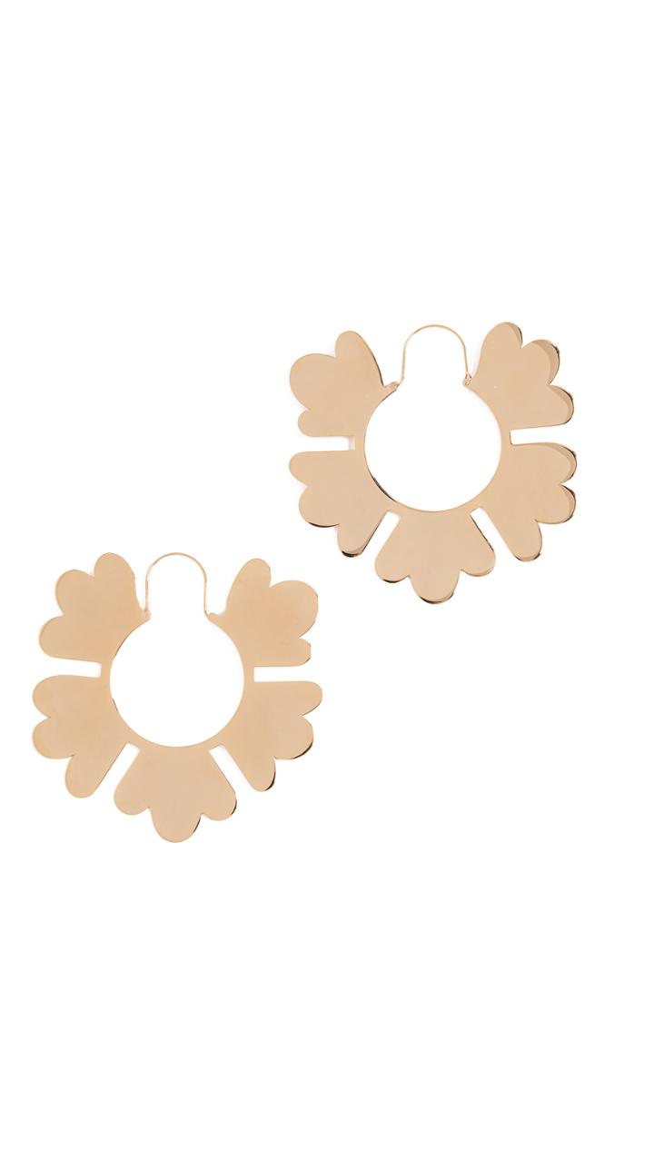 Tory Burch Geo Flower Hoop Earrings