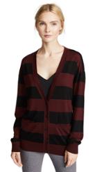 T By Alexander Wang Wash Go Cardigan With Rugby Stripe