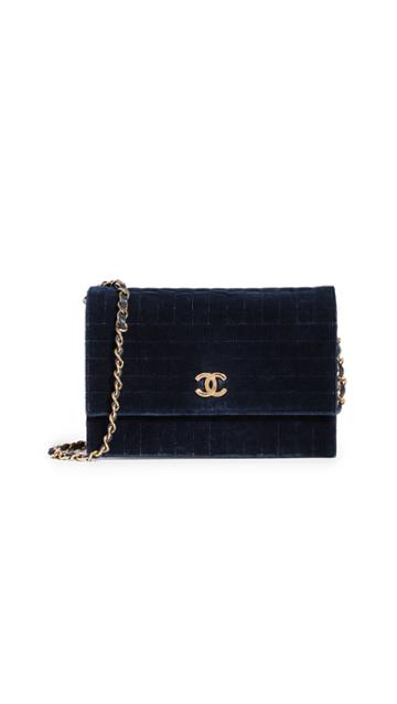 What Goes Around Comes Around Chanel Navy Velvet Wallet