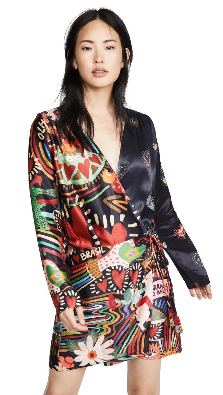 Farm Rio Carnival Hearts Wrap Dress
