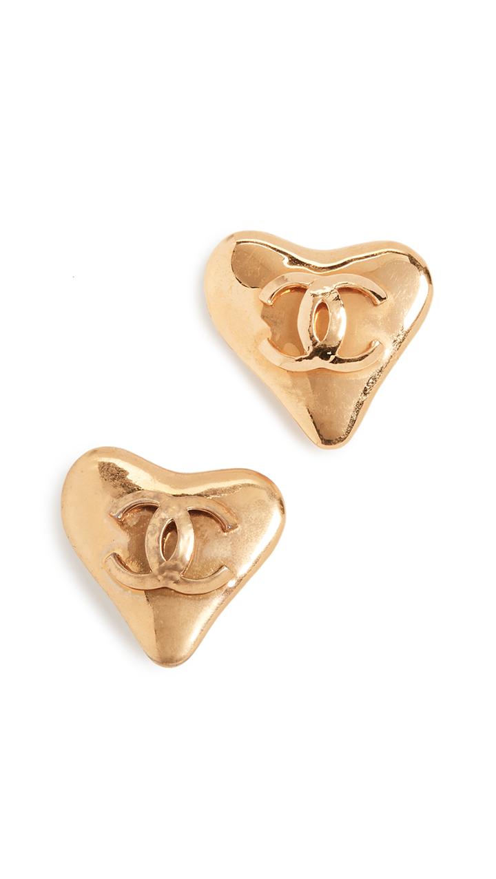 What Goes Around Comes Around Chanel Gold Cc Heart Earring
