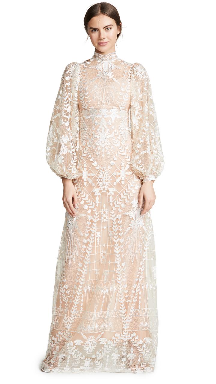 Sandra Mansour Tulle Long Sleeve Dress