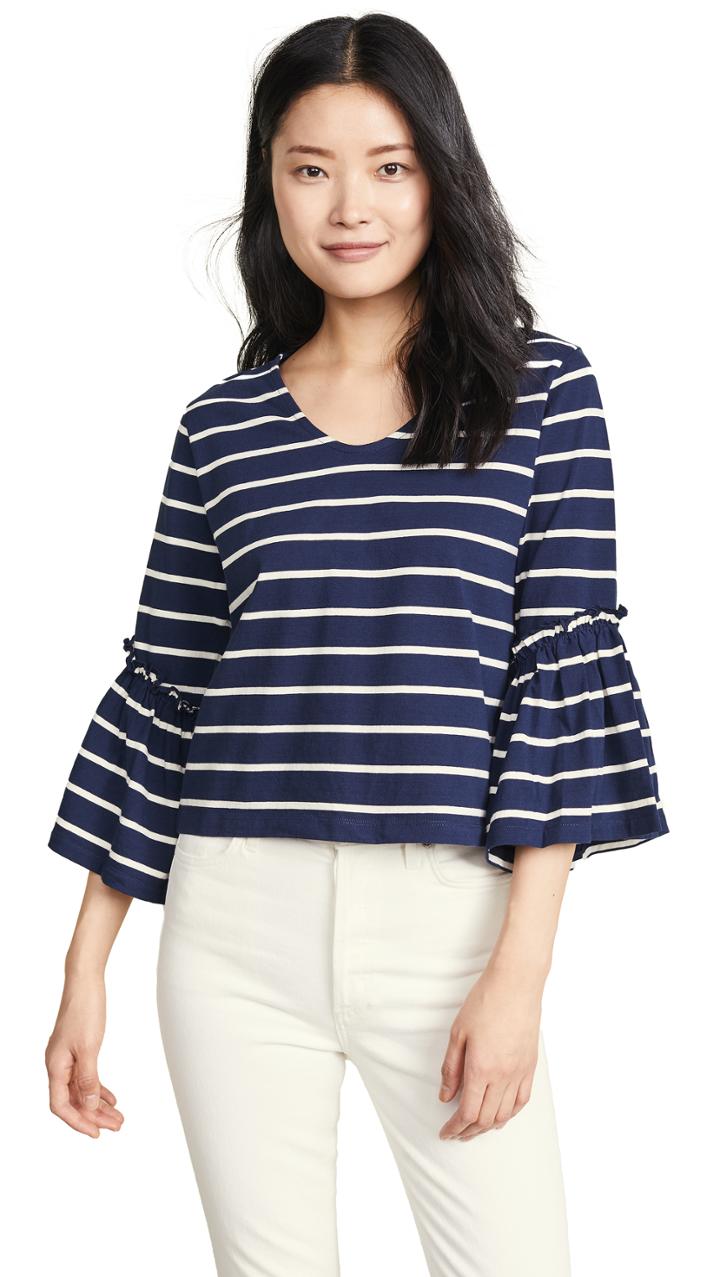 Madewell Ruffle Sleeve Top In Irwin Stripe