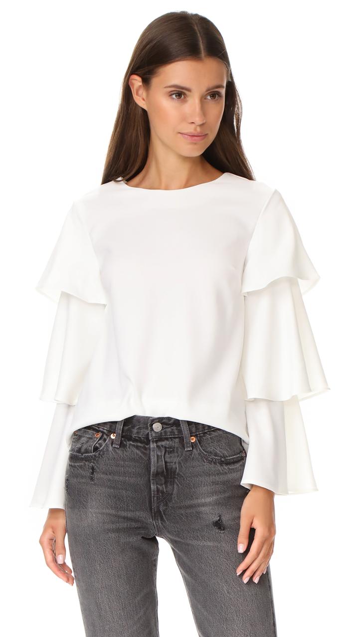 English Factory Ruffle Accent Blouse