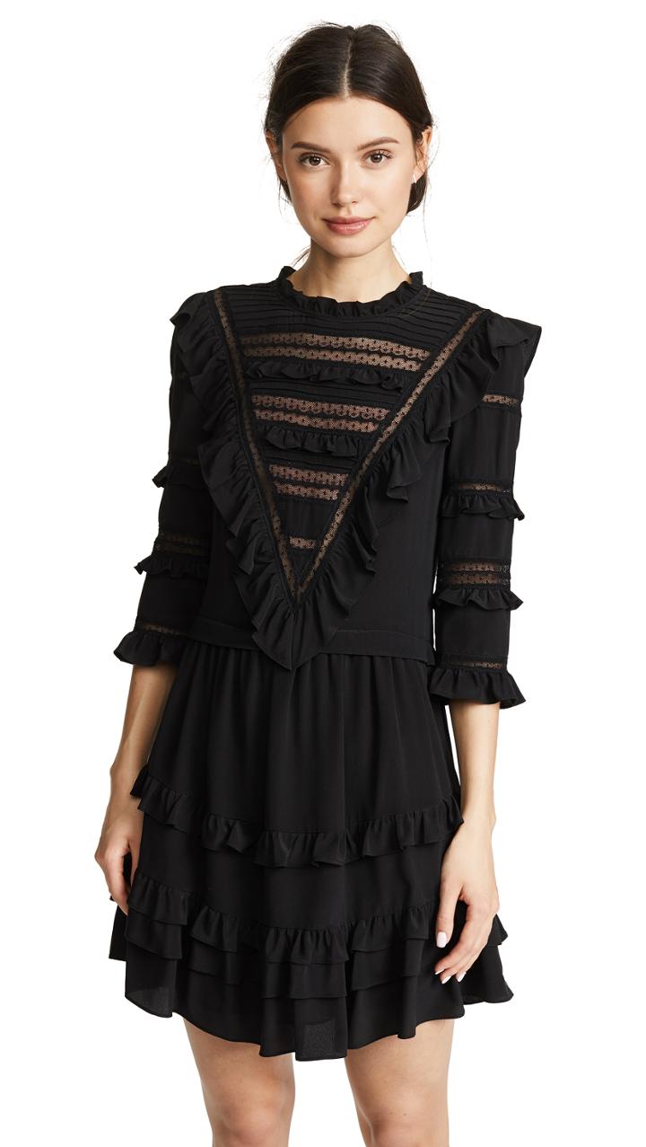 Rebecca Taylor Long Sleeve Silk Lace Dress
