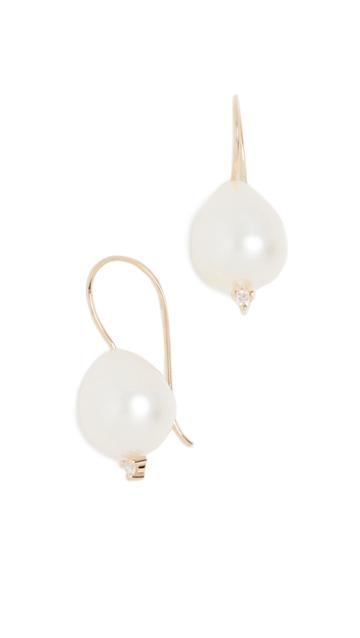 Mizuki Small Pearl Diamond Drop Earrings