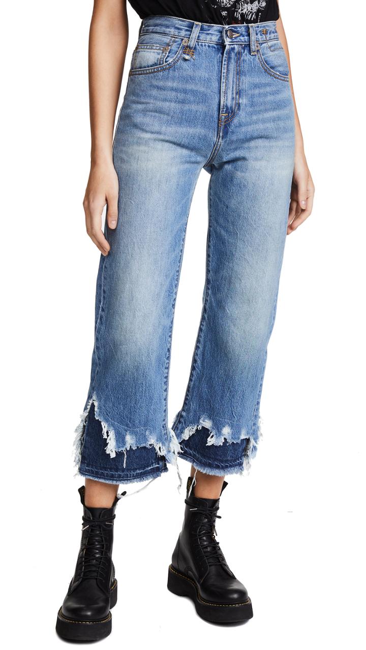 R13 High Rise Camile Double Shredded Jeans