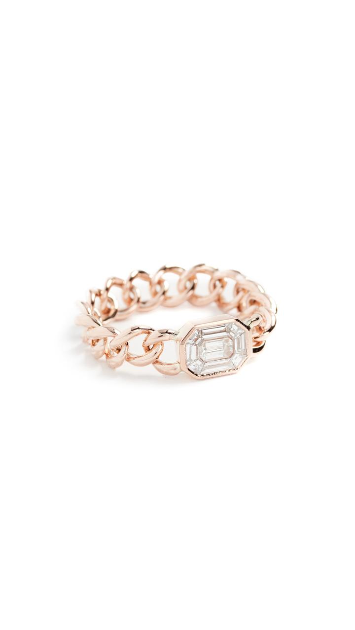 Shay 18k Illusion Emerald Cut Diamond Link Ring