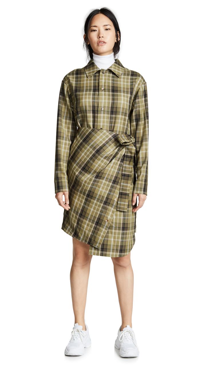 Goen J Checked Wrap Dress