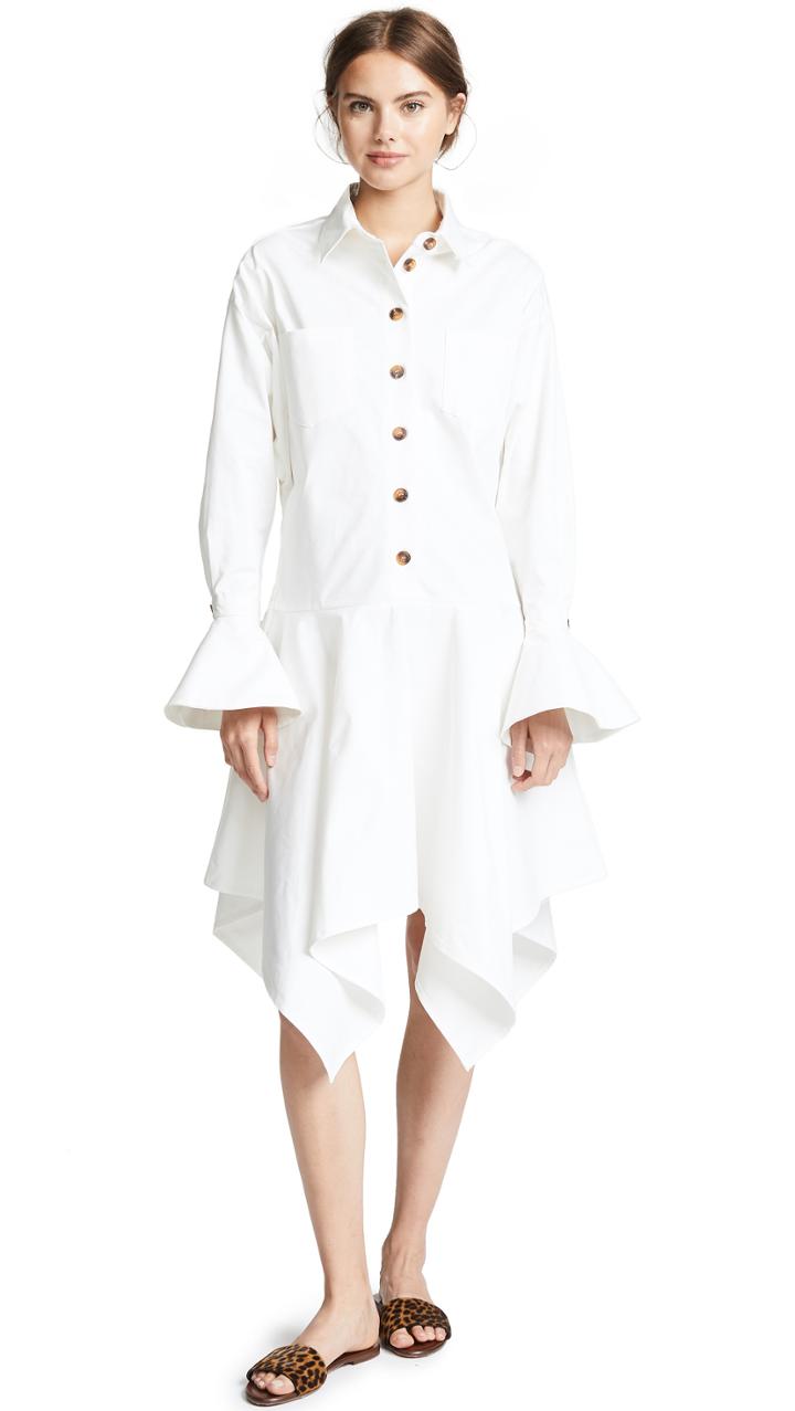 Edit Fluted Cuff Oversized Shirtdress